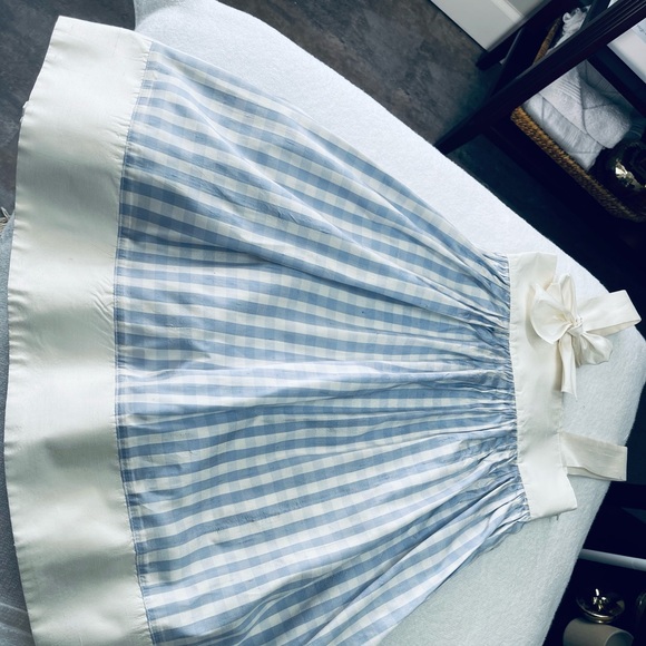 Blue and cream silk dress for little girls - Picture 1 of 7